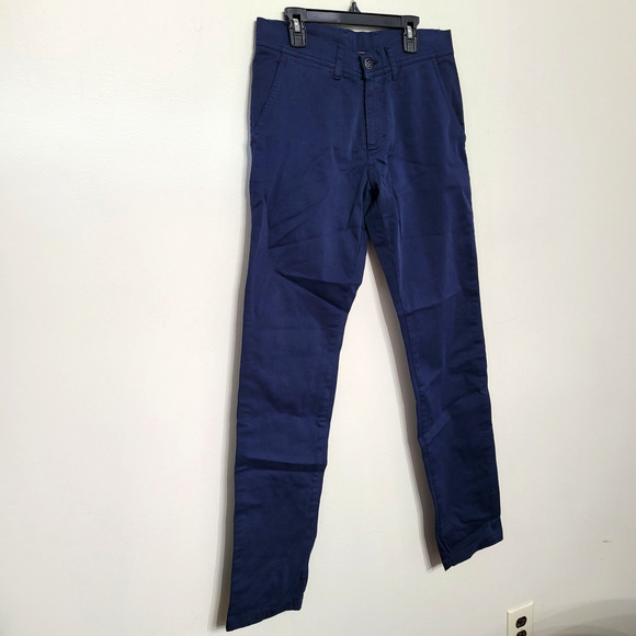 PuroEgo Men’s Navy Chino Pants Cotton EUR 40 / US 28x32 Slim Fit - Picture 1 of 10